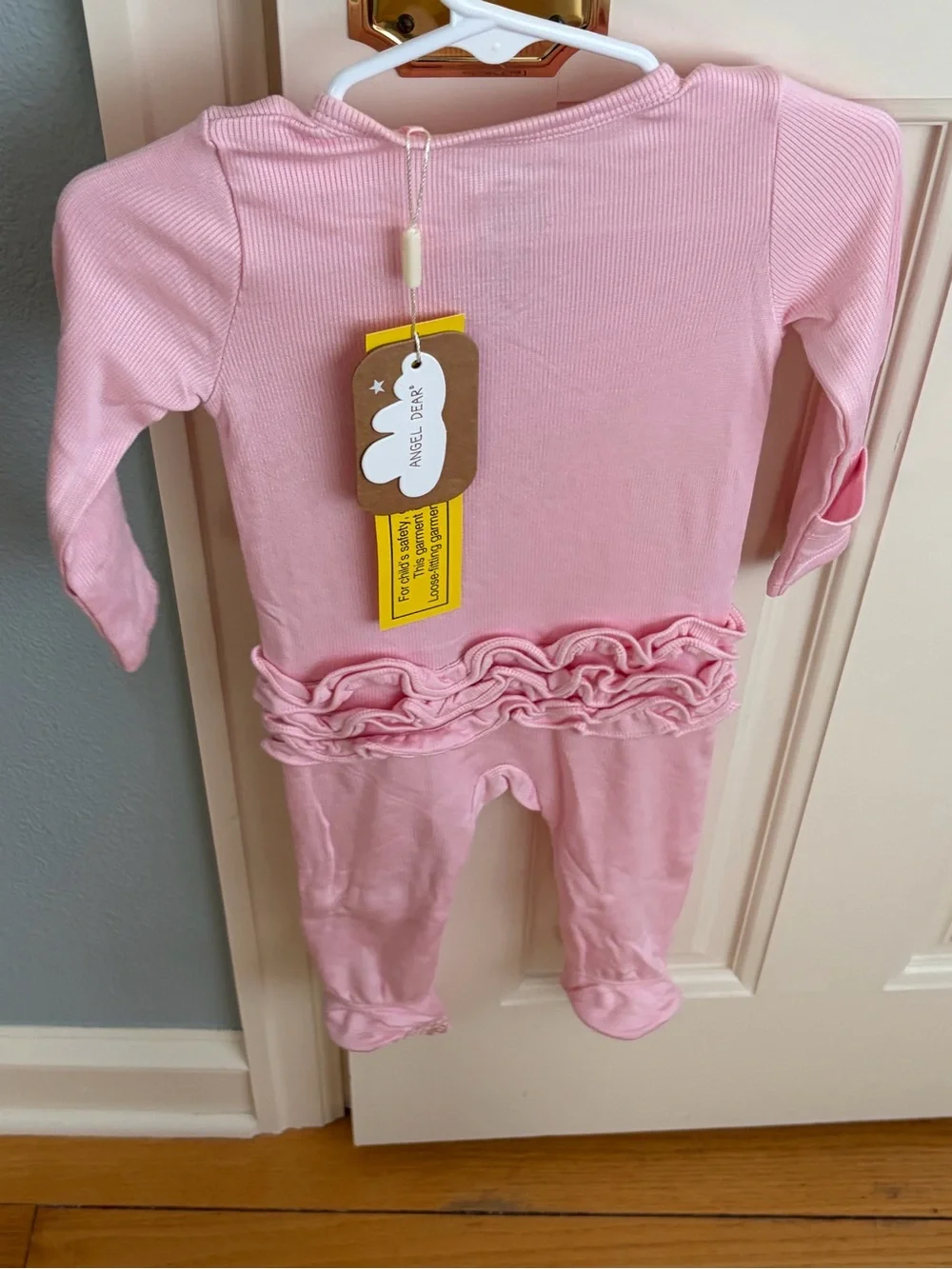 NWT Angel Dear Modal Rib Baby Pink Ruffle Footed One-Piece Pajama
